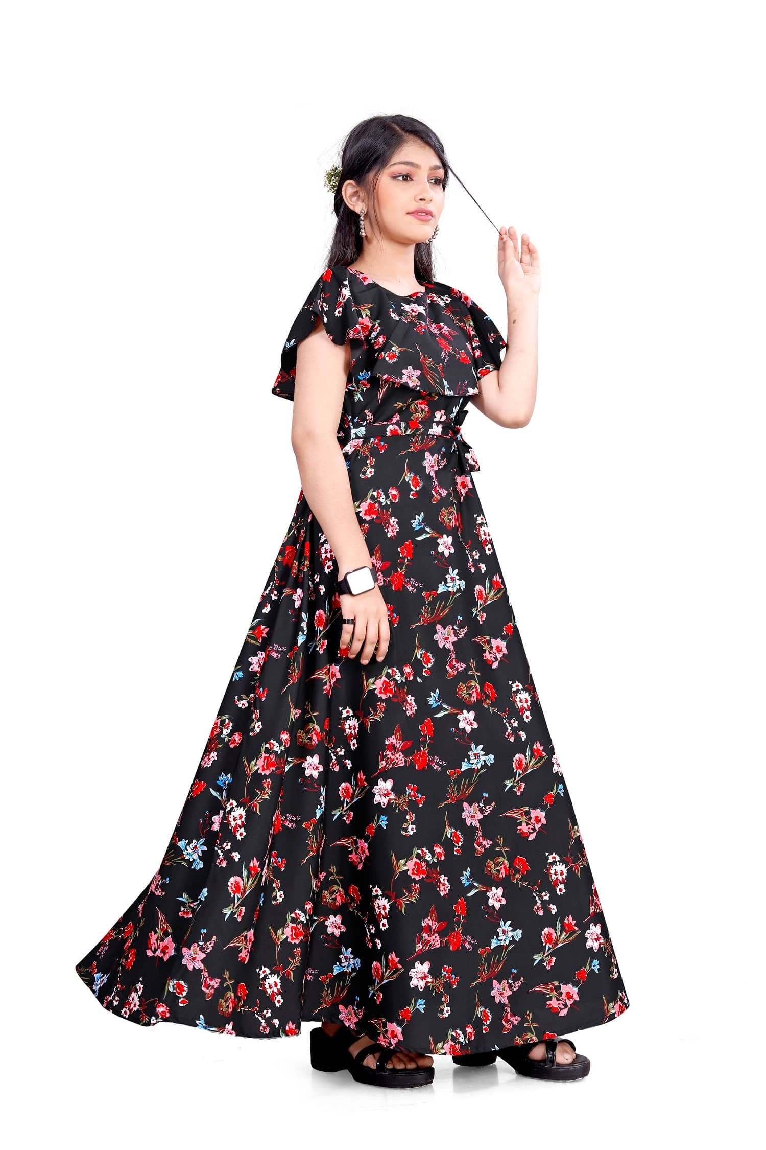 Aarya Designer Crepe Gown For Girls ( Pack of 1 , Multicolor ) - Image 2