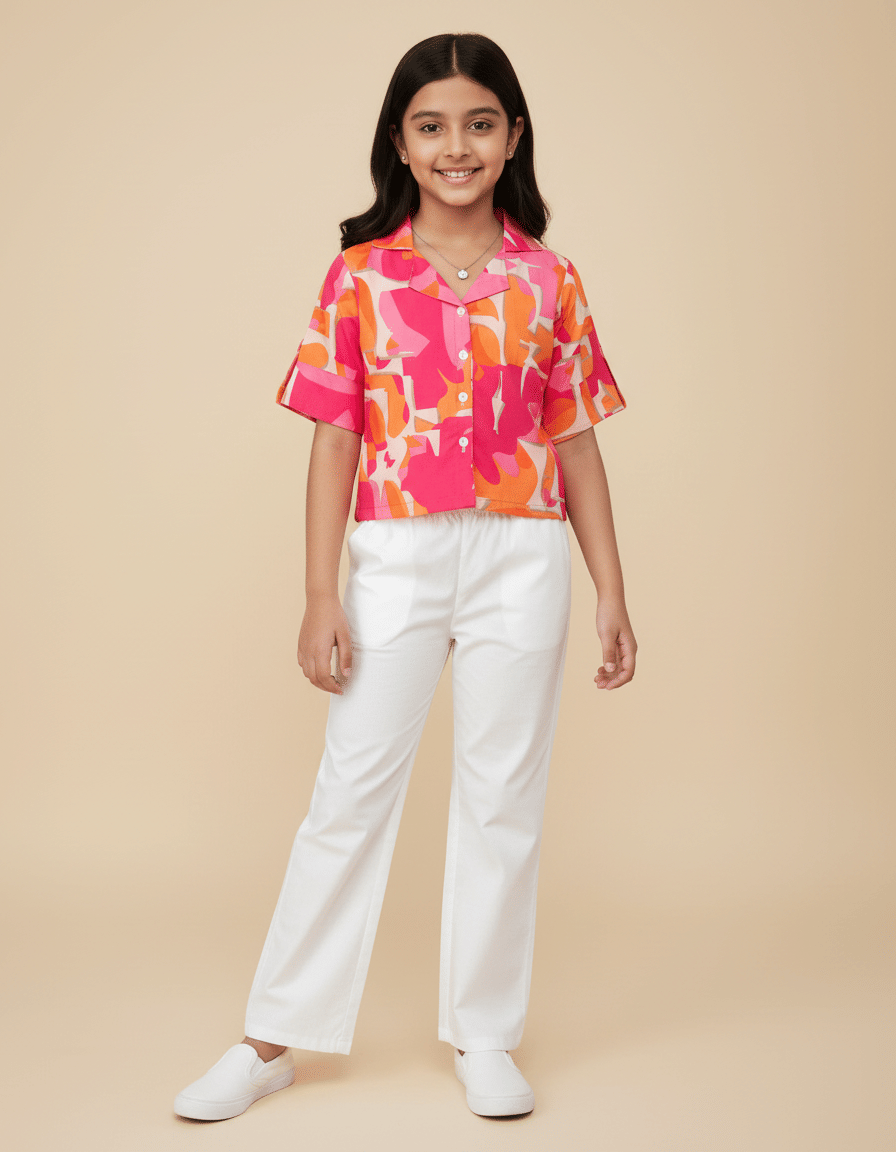 Aarya Designer Pack of 1 Girls Crepe Shirt ( Pink ) - Image 4