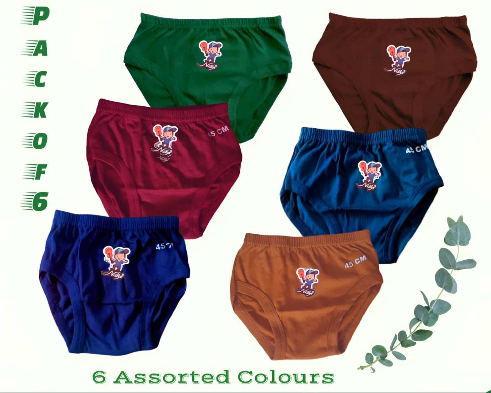 Alan Deers Pack of 6 Cotton Panties For Baby Girls ( Multicolor )