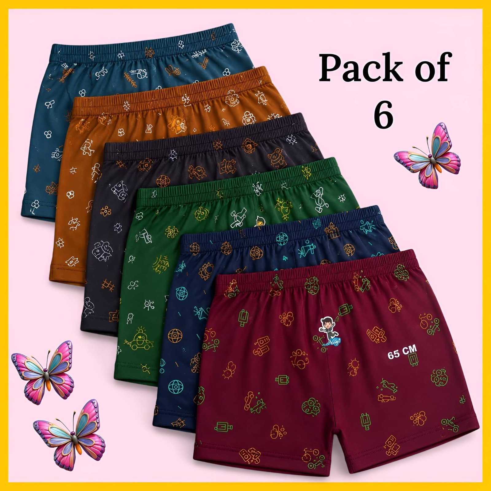 Alan Deers Pack of 6 Cotton Bloomers For Girls ( Multicolor ) - Image 8