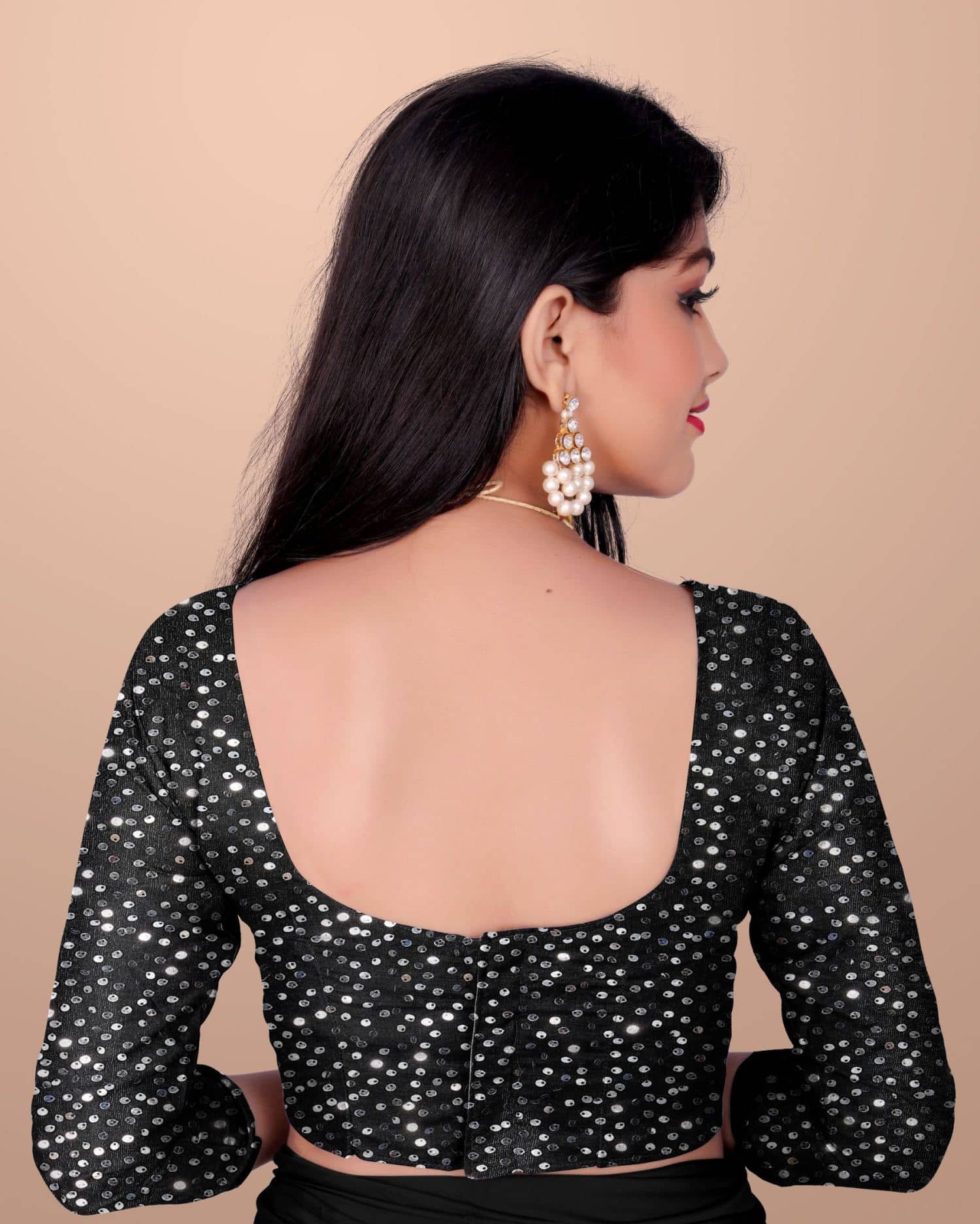 Apnisha Lycra Saree For Girls ( Black , Pack of 1 ) - Image 6