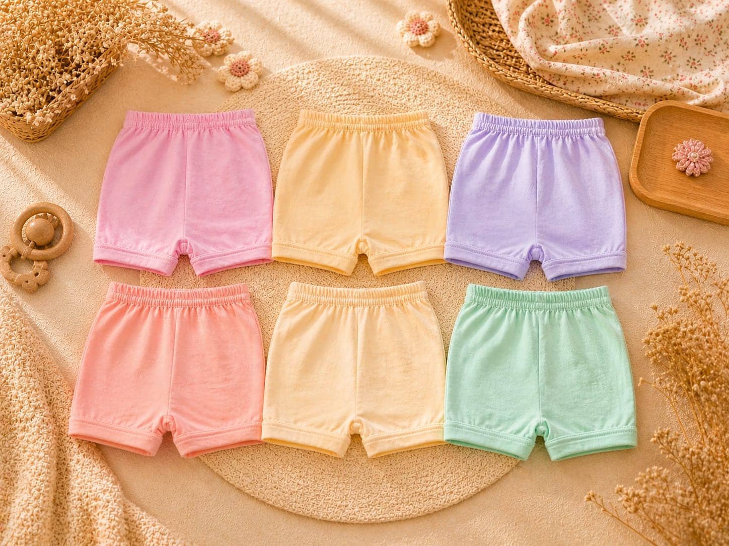 Arora store Pack of 6 Cotton Bloomers For Baby Girls ( Multicolor ) - Image 2