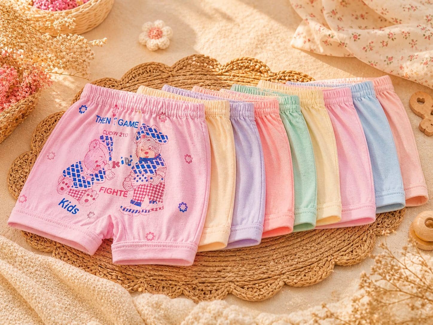 Arora store Pack of 9 Cotton Bloomers For Baby Girls ( Multicolor )