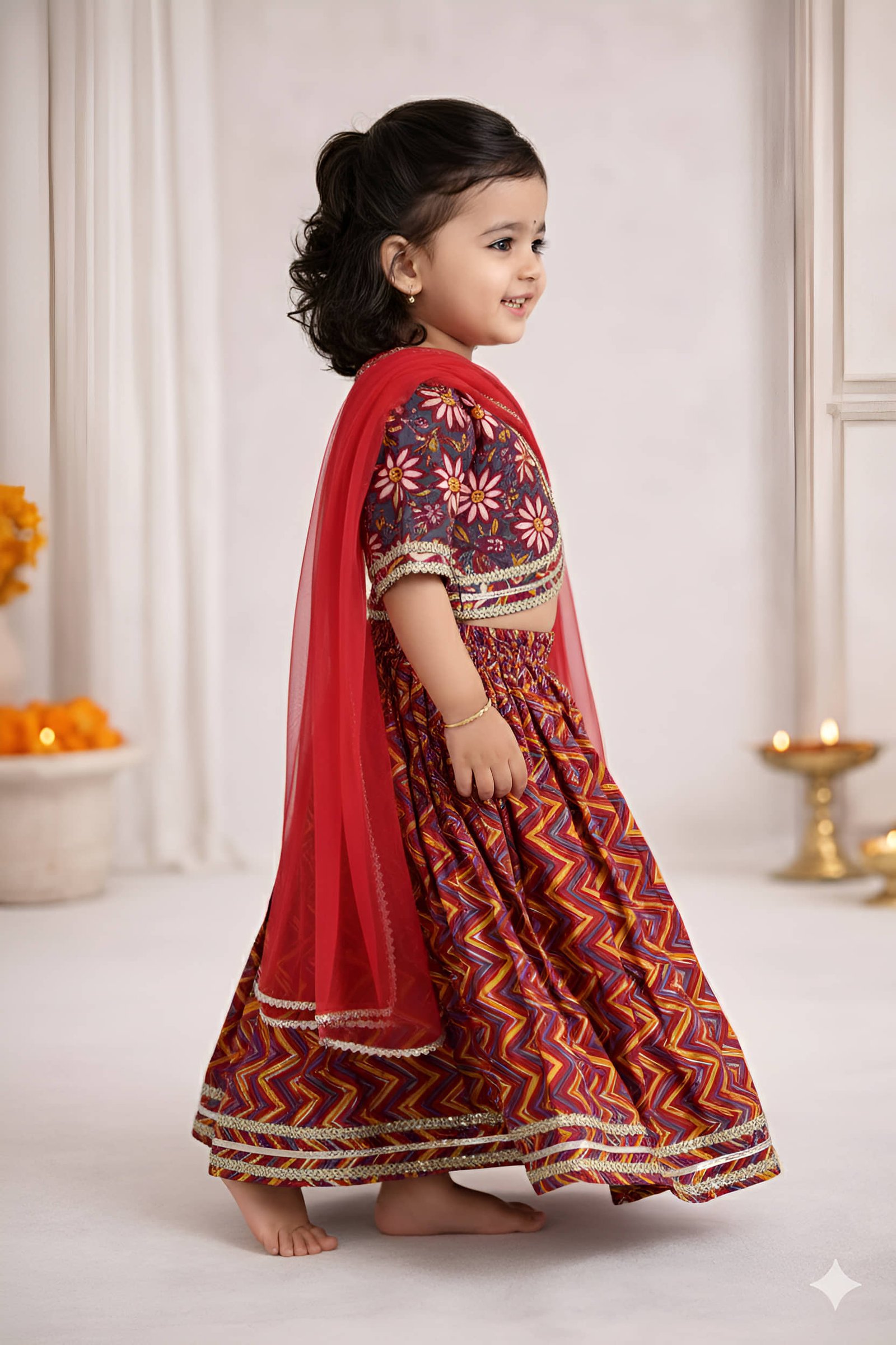 Arshia Fashions Cotton Lehenga Choli Set For Girls ( Pack of 1 , Red ) - Image 4