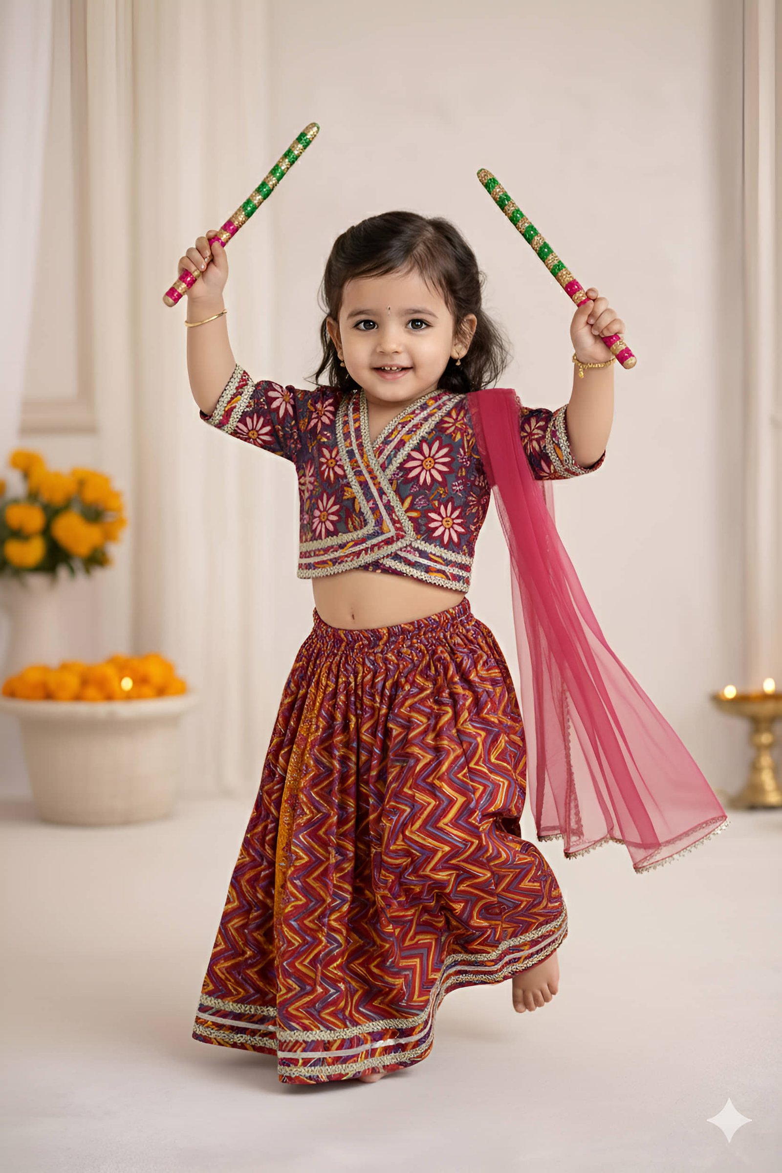 Arshia Fashions Cotton Lehenga Choli Set For Girls ( Pack of 1 , Red ) - Image 5