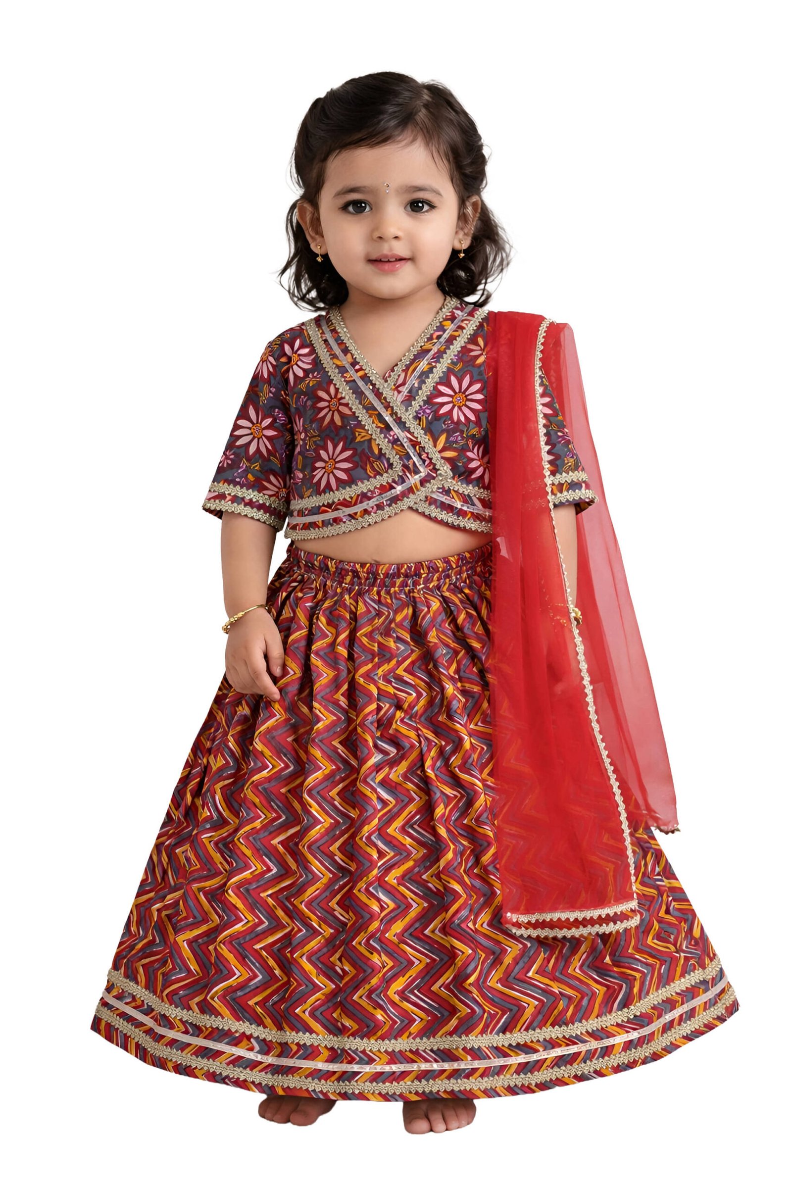 Arshia Fashions Cotton Lehenga Choli Set For Girls ( Pack of 1 , Red ) - Image 6
