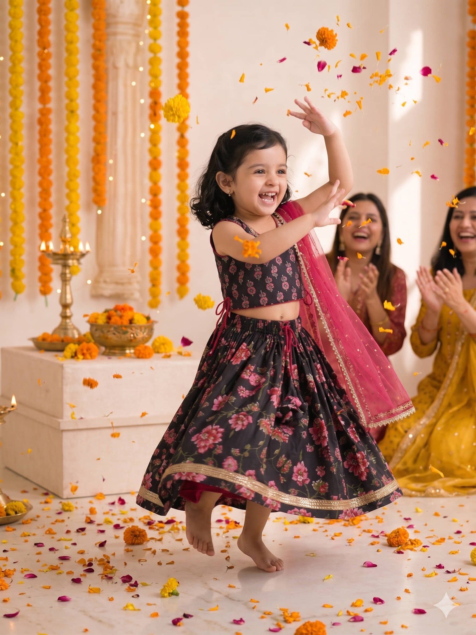 Arshia Fashions Cotton Lehenga Choli Set For Girls ( Pack of 1 , Black ) - Image 5