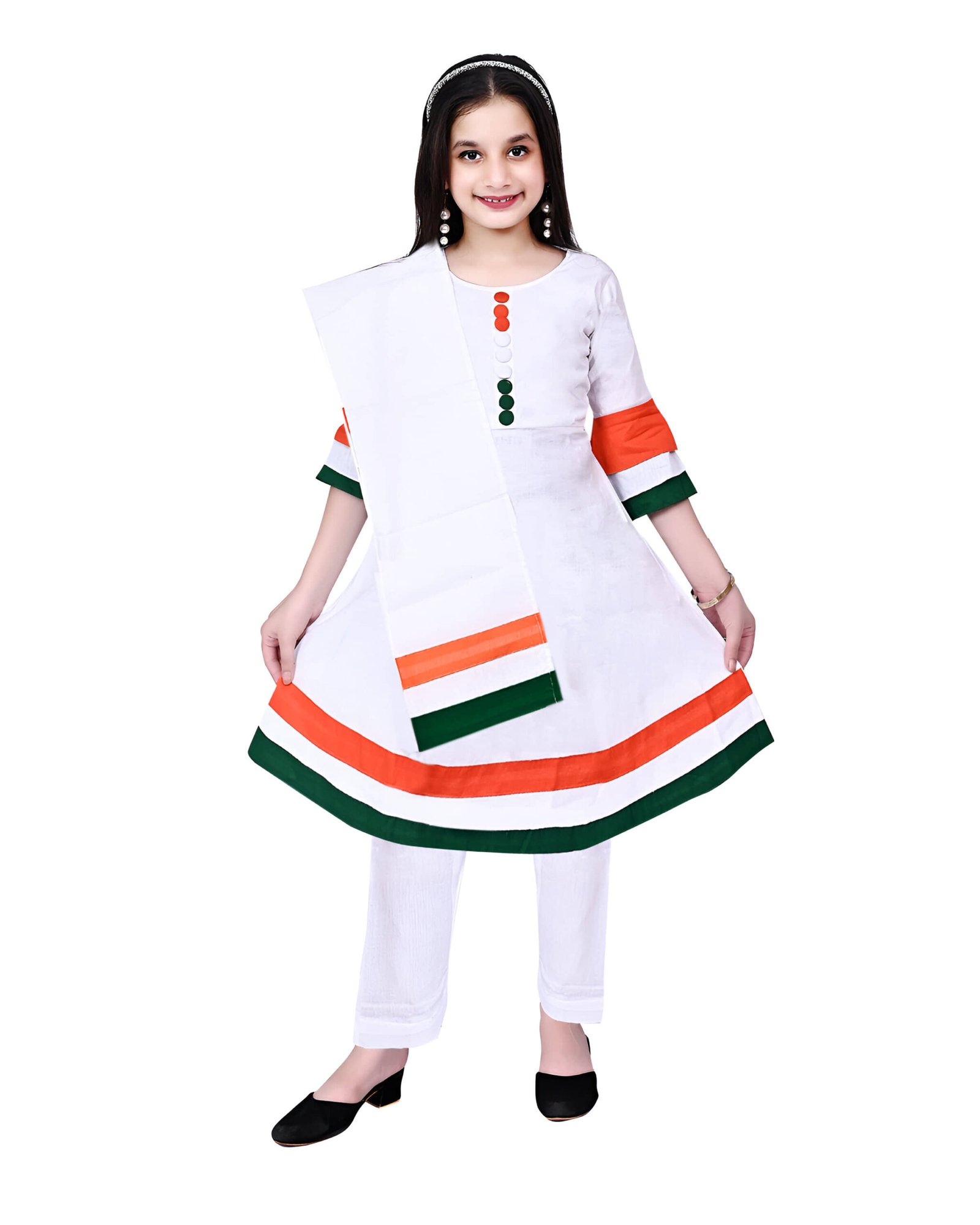 Arshia Fashions Girls Viscose Suit Sets ( Pack of 1 , White )