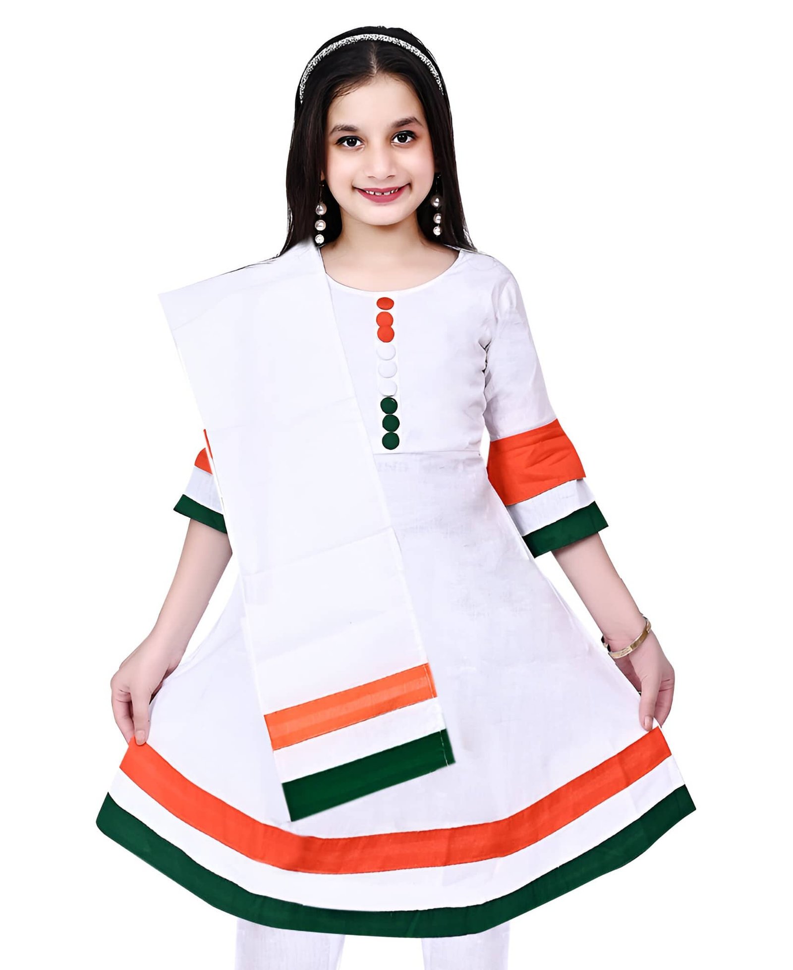 Arshia Fashions Girls Viscose Suit Sets ( Pack of 1 , White ) - Image 3