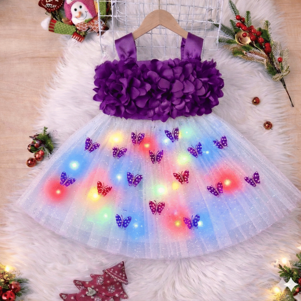 Ayesha Fashion Net Frock For Baby Girls ( Pack of 1 , Purple )