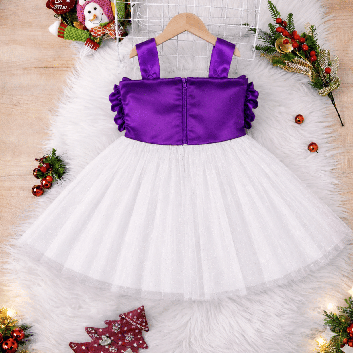 Ayesha Fashion Net Frock For Baby Girls ( Pack of 1 , Purple ) - Image 2