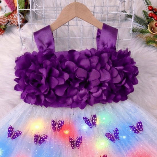 Ayesha Fashion Net Frock For Baby Girls ( Pack of 1 , Purple ) - Image 3