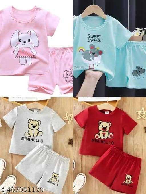 Pack of 4 Baby Girls Cotton Blend T-shirt & Skirts ( Multicolor )