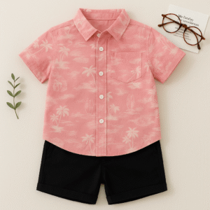Boys Cotton Blend Shirt & Shorts Set ( Multicolor , Pack of 1 )