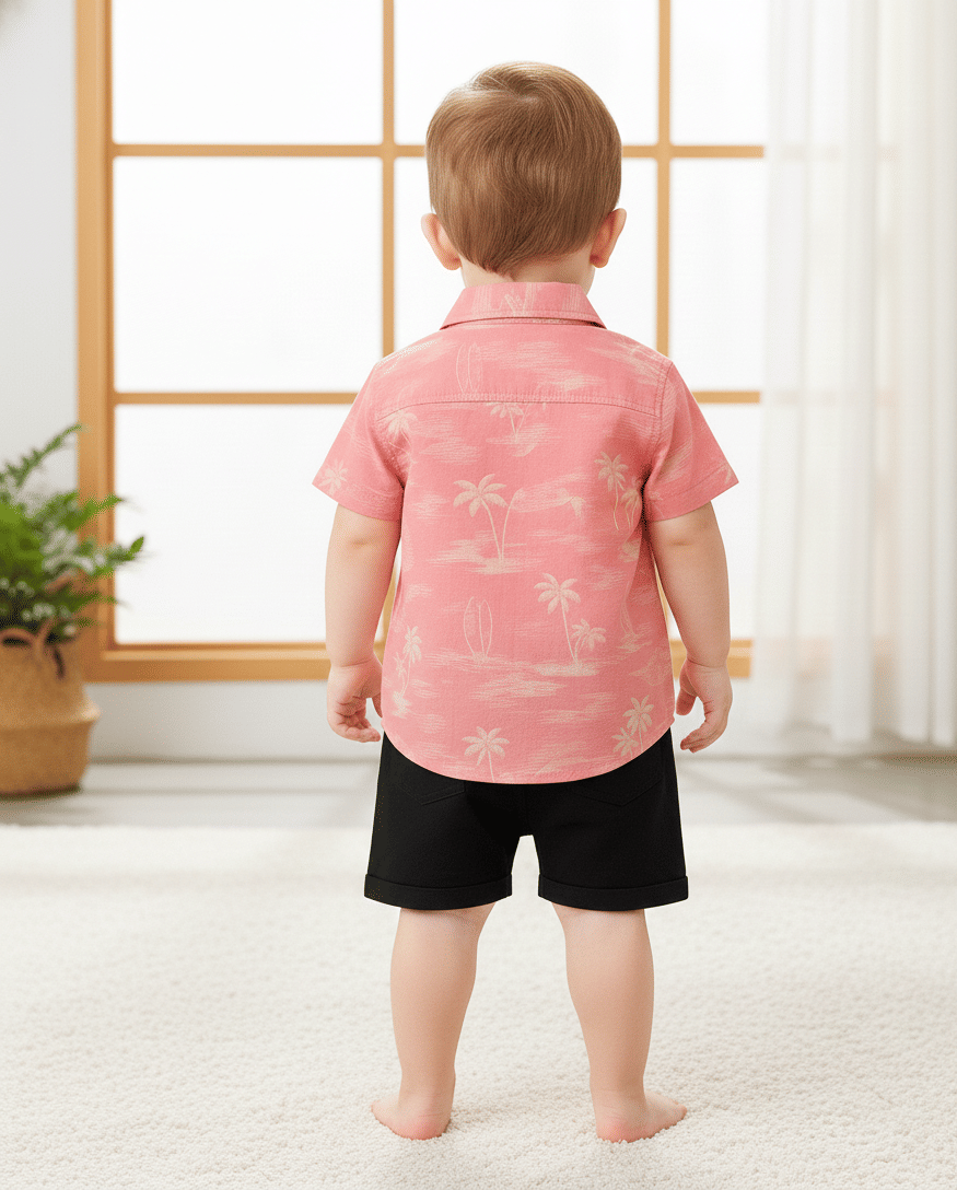 Boys Cotton Blend Shirt & Shorts Set ( Multicolor , Pack of 1 ) - Image 2
