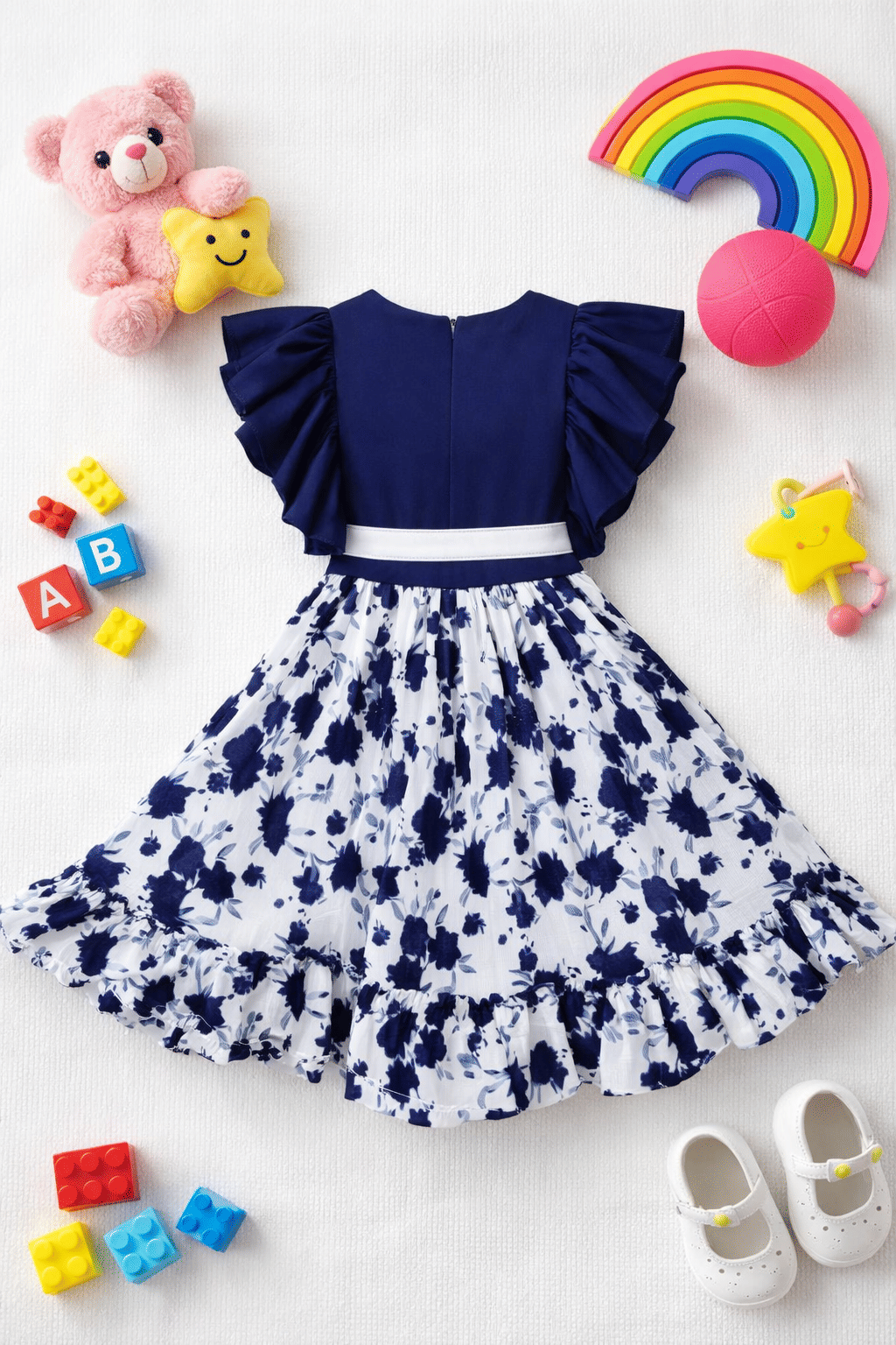 Cotton Blend Frock For Girls ( Pack of 1 , Blue ) - Image 2