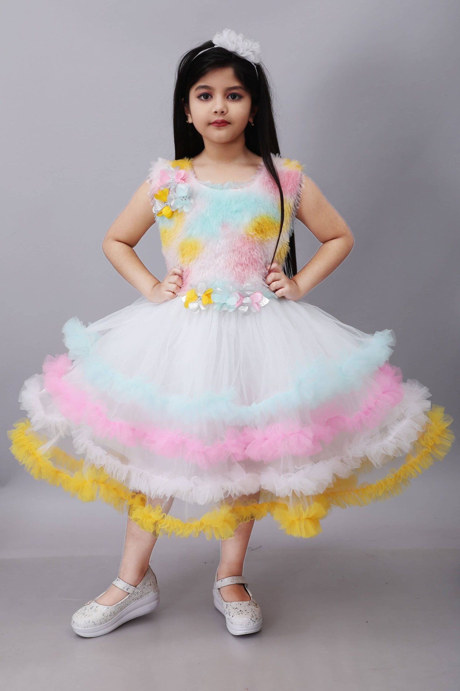 Net Dress For Girls ( Pack of 1 , Multicolor )