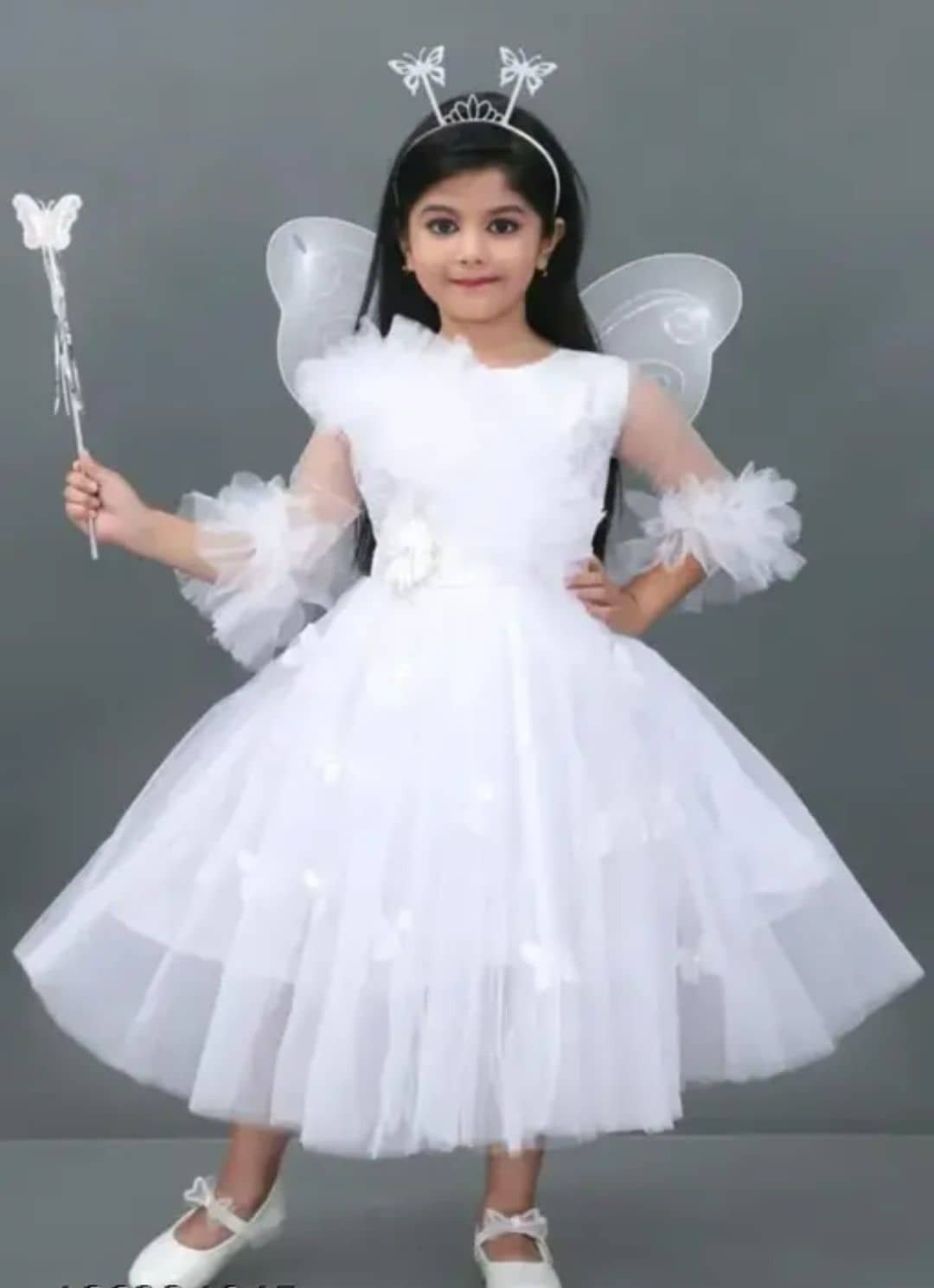 Net Frock For Girls ( Pack of 1 , White )