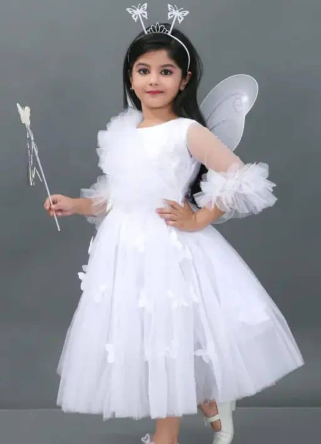 Net Frock For Girls ( Pack of 1 , White ) - Image 3