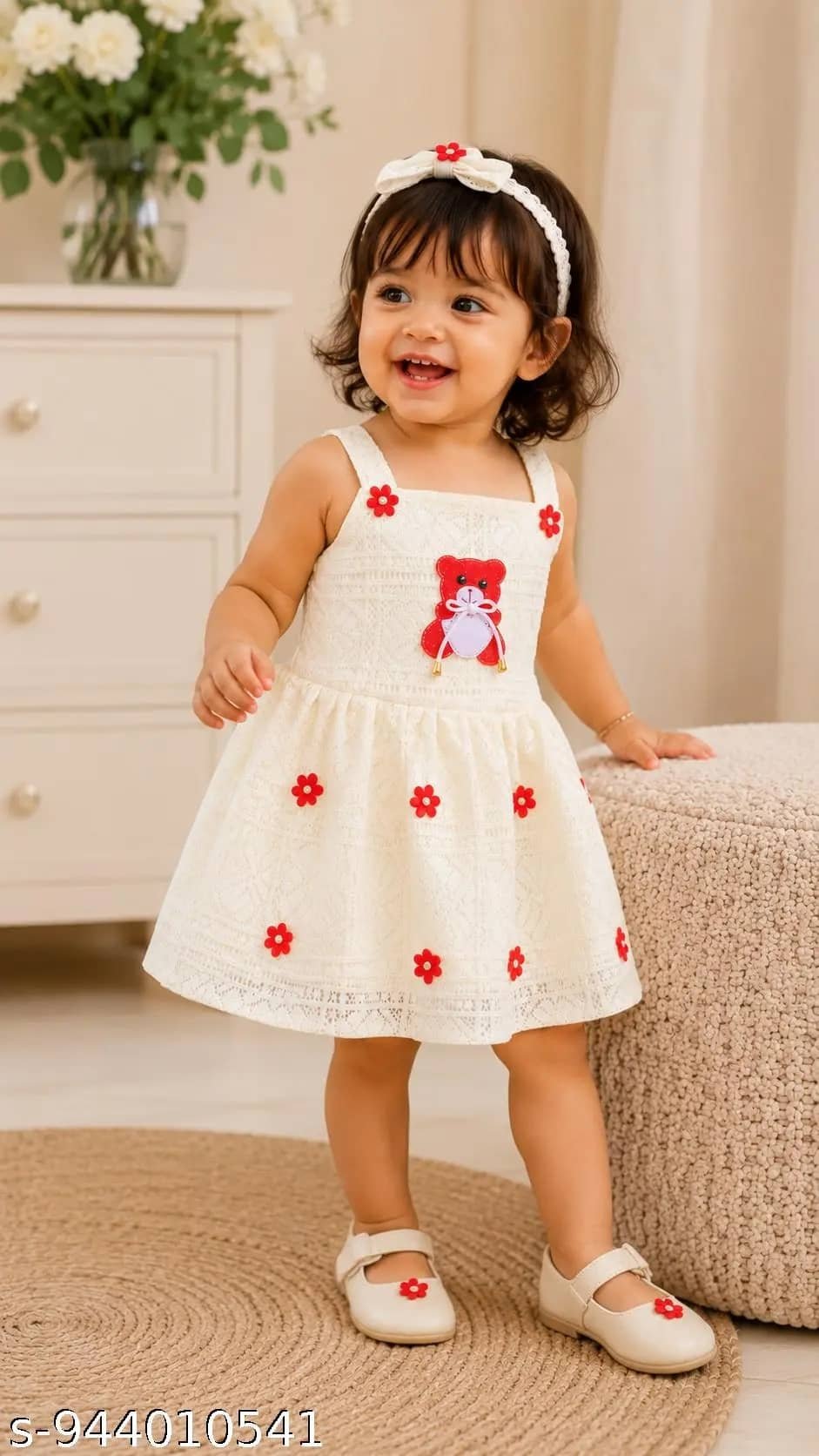 Banou Net Frock For Baby Girls ( Pack of 1 , Beige ) - Image 2