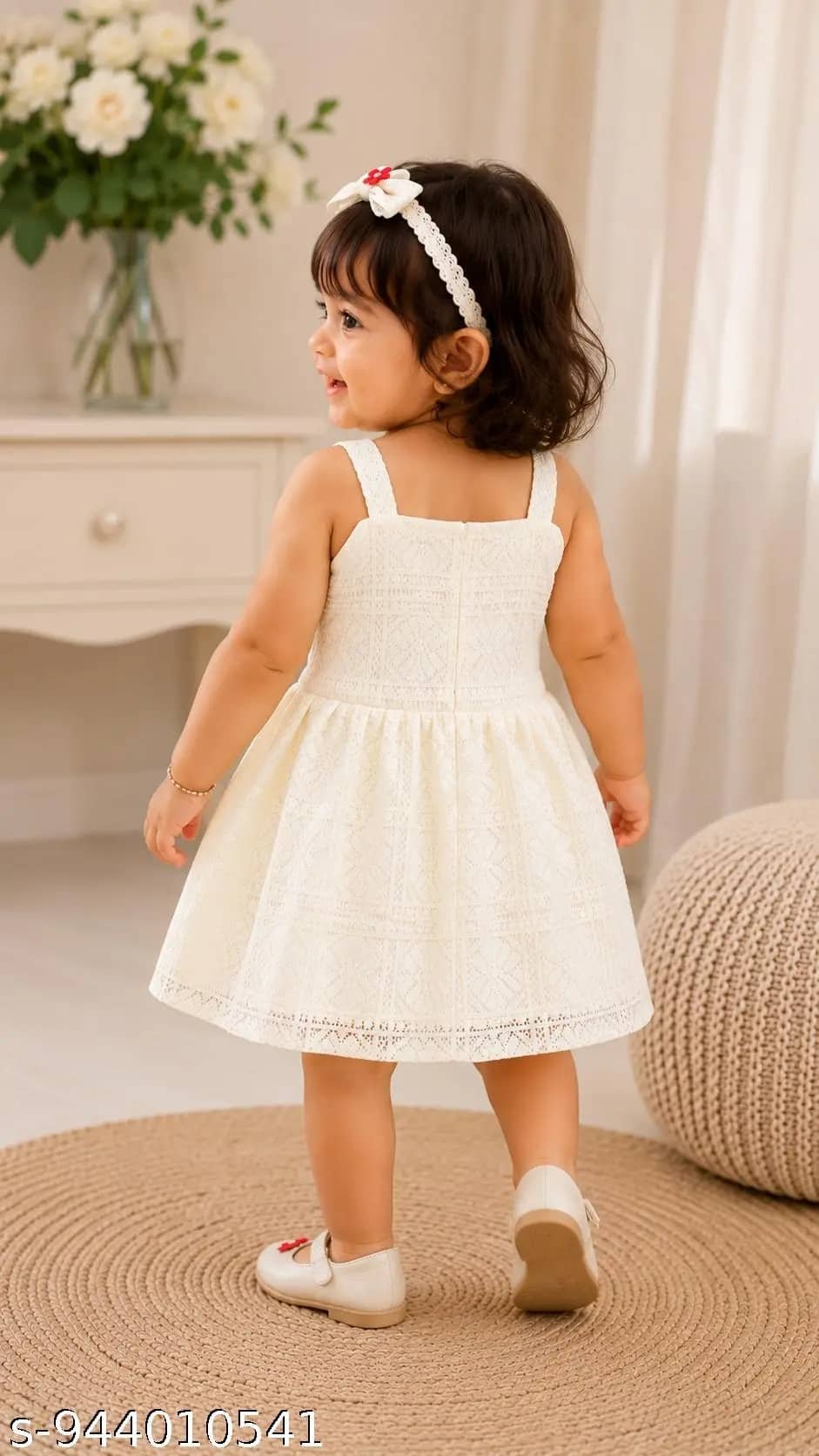 Banou Net Frock For Baby Girls ( Pack of 1 , Beige ) - Image 3