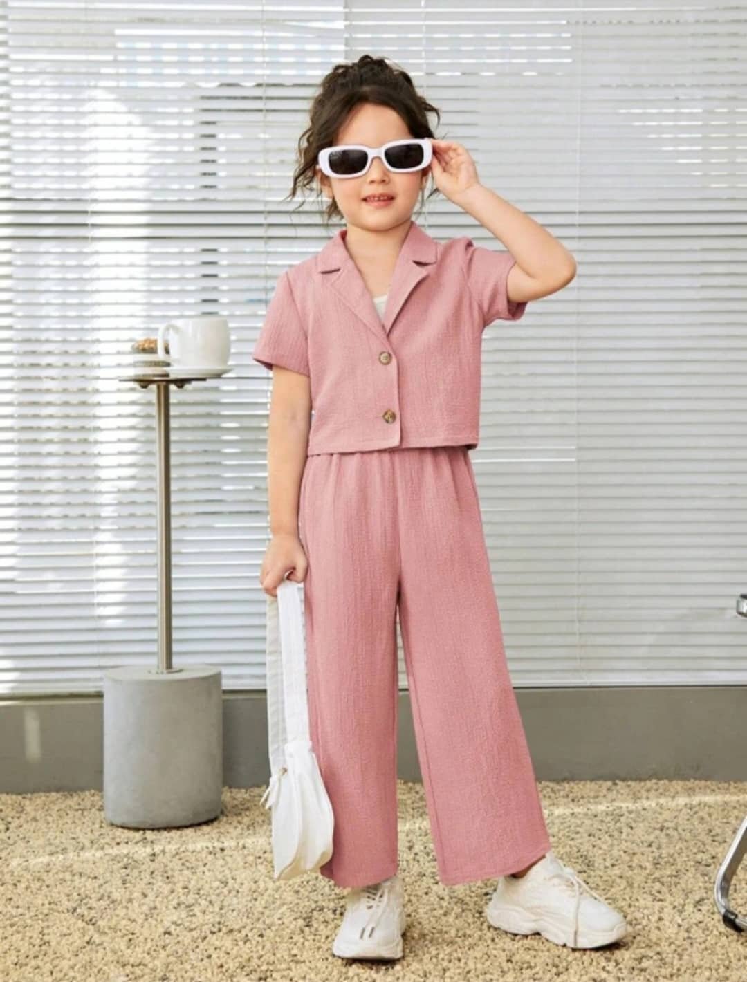 Banou Pack of 1 Girls Cotton Blend Shirt & Palazzo ( Pink )