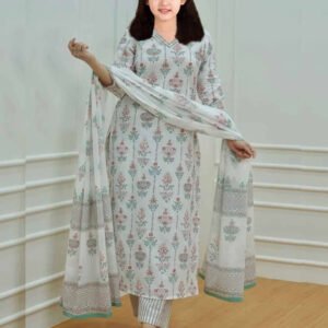 Bholukart Girls Cotton Blend Kurti with Salwar ( Pack of 1 , White )