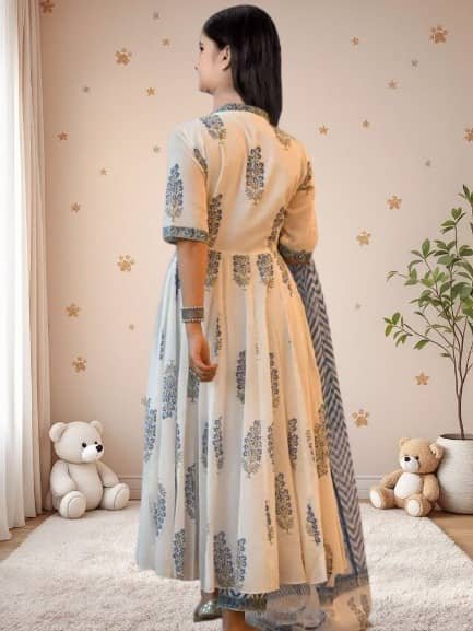 Bholukart Girls Cotton Blend Kurti with Salwar ( Pack of 1 , White ) - Image 2