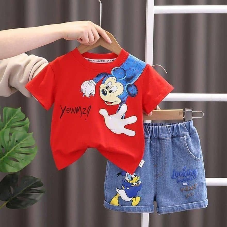 Baby Boys Cotton T-Shirt & Shorts Set ( Red , Pack of 1 )