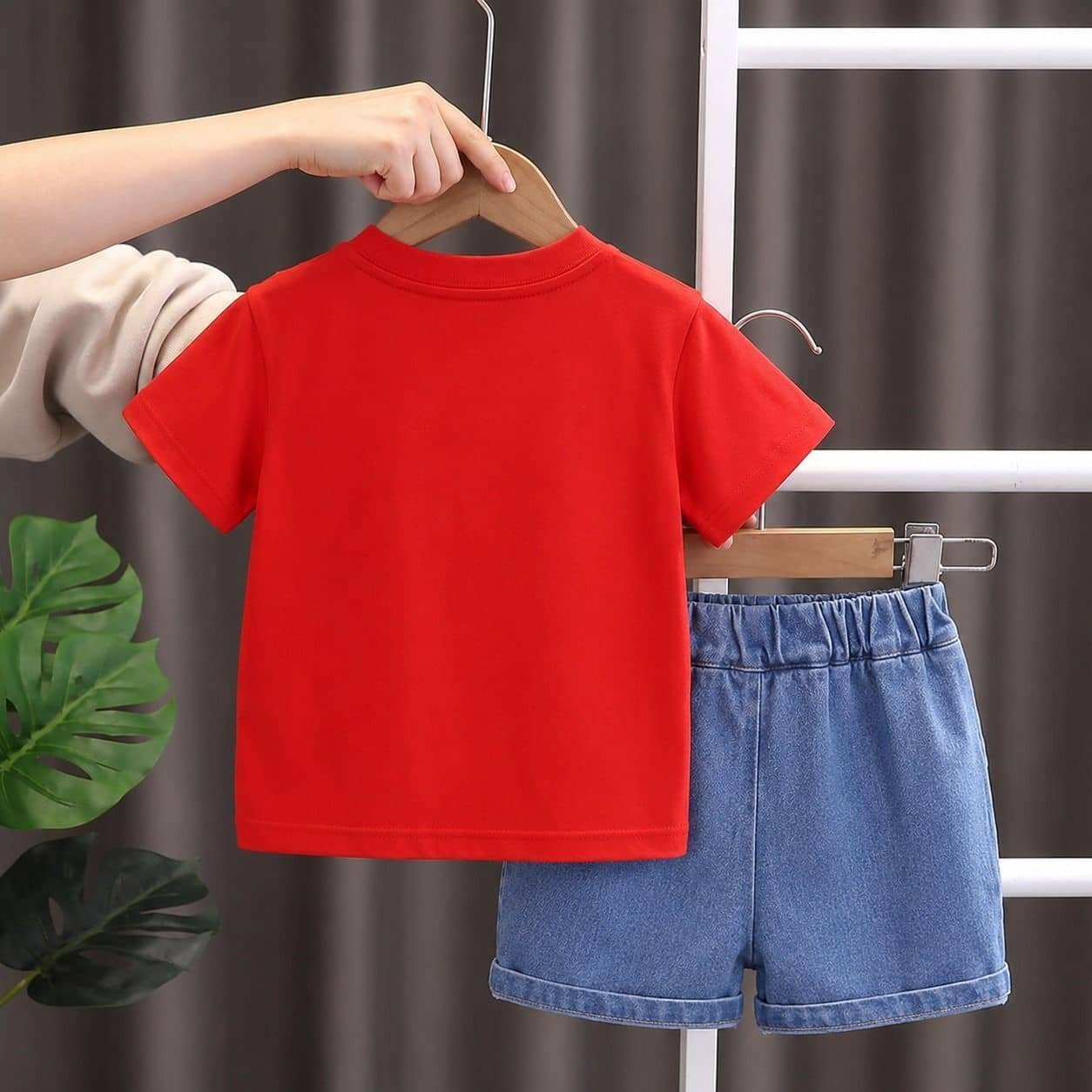 Baby Boys Cotton T-Shirt & Shorts Set ( Red , Pack of 1 ) - Image 2