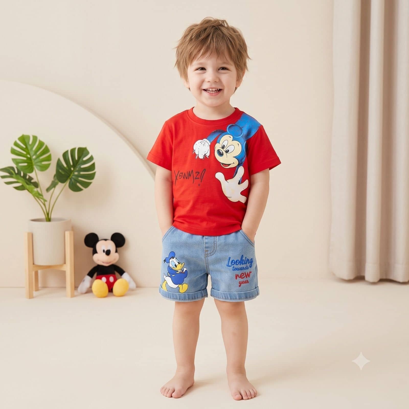 Baby Boys Cotton T-Shirt & Shorts Set ( Red , Pack of 1 ) - Image 3