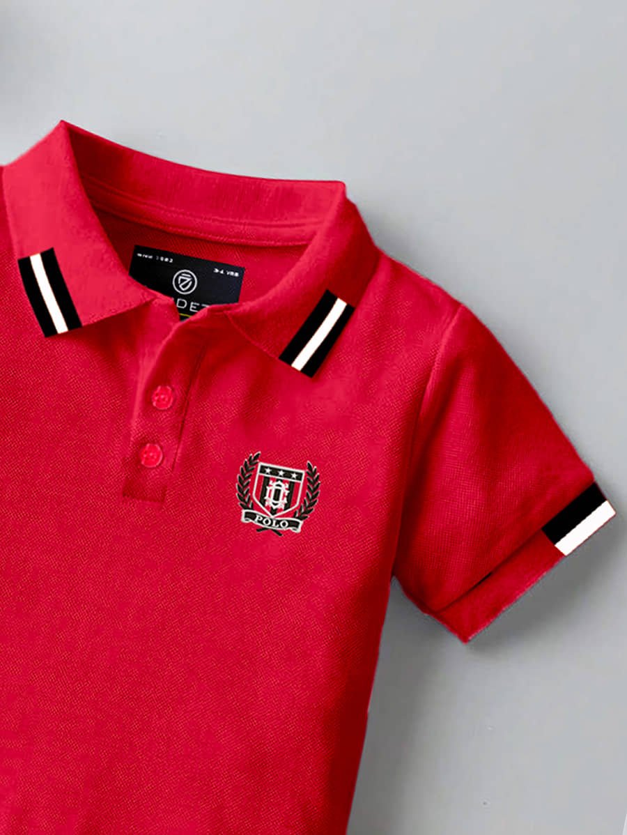 Pack of 2 Boys Cotton Blend Polo T-Shirt ( Multicolor ) - Image 3