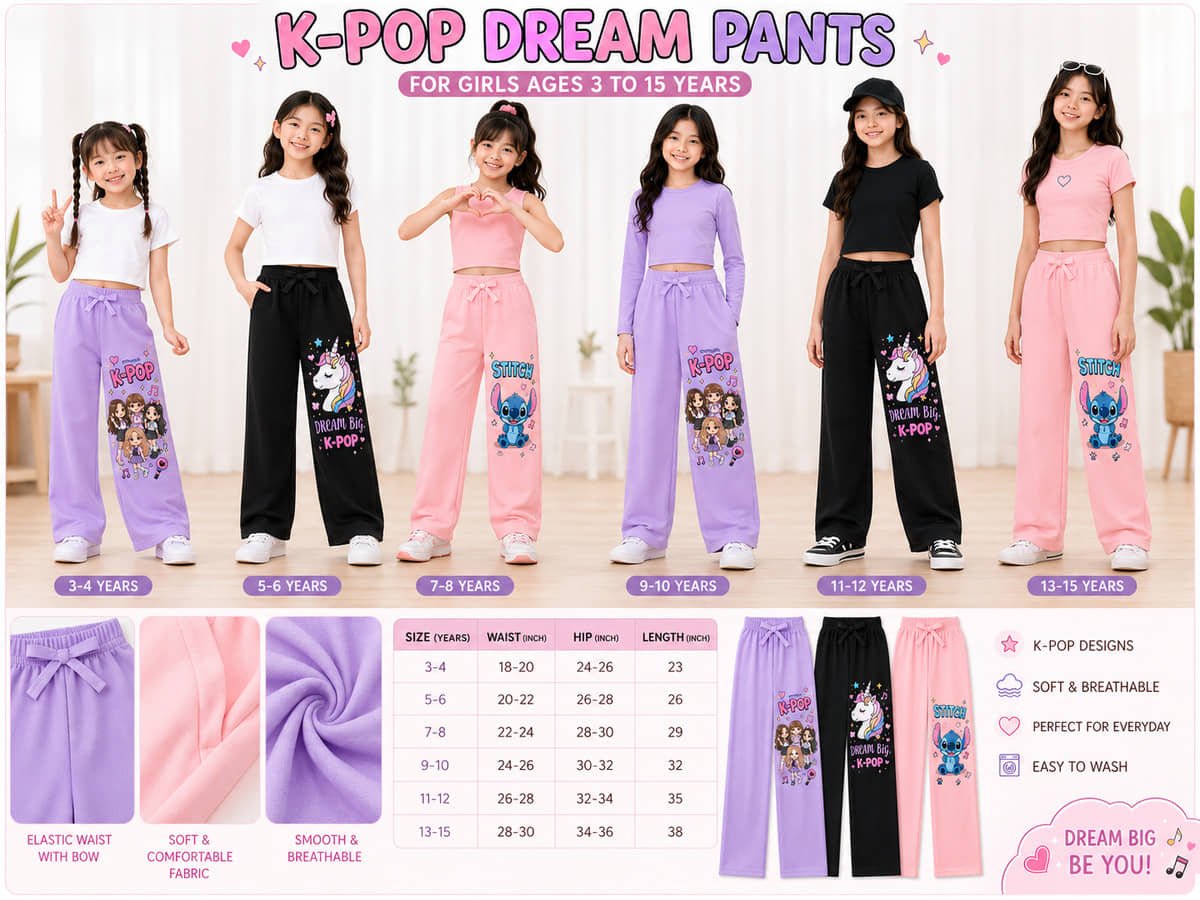 Pack of 3 Girls Cotton Pants ( Multicolor ) - Image 2