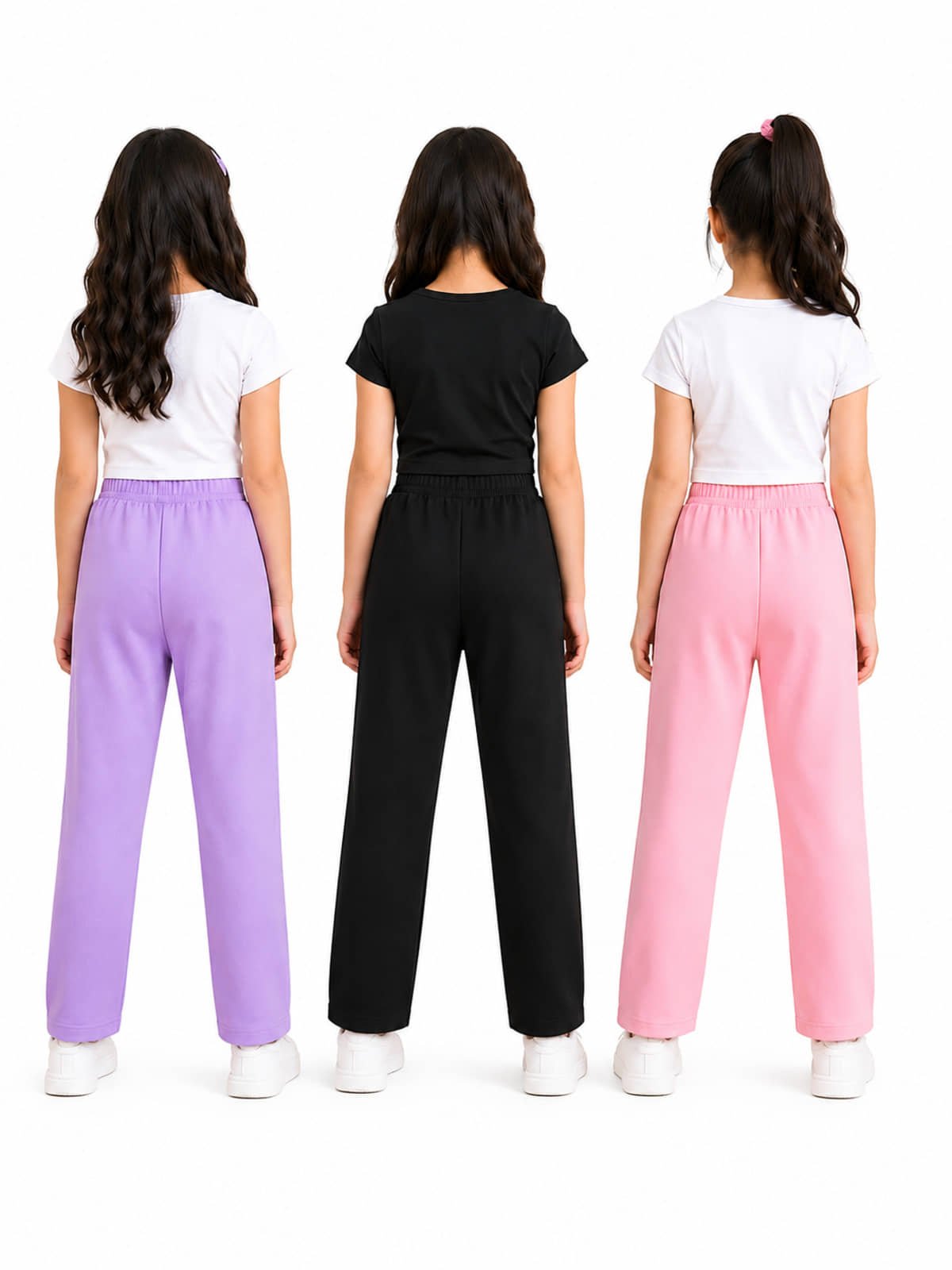 Pack of 3 Girls Cotton Pants ( Multicolor ) - Image 3