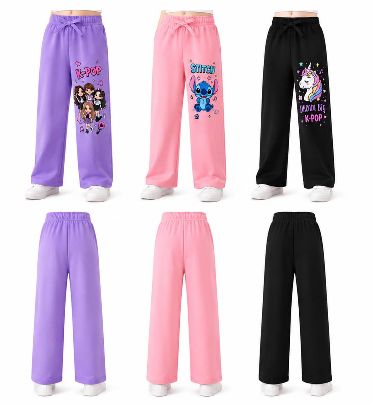 Pack of 3 Girls Cotton Pants ( Multicolor ) - Image 4
