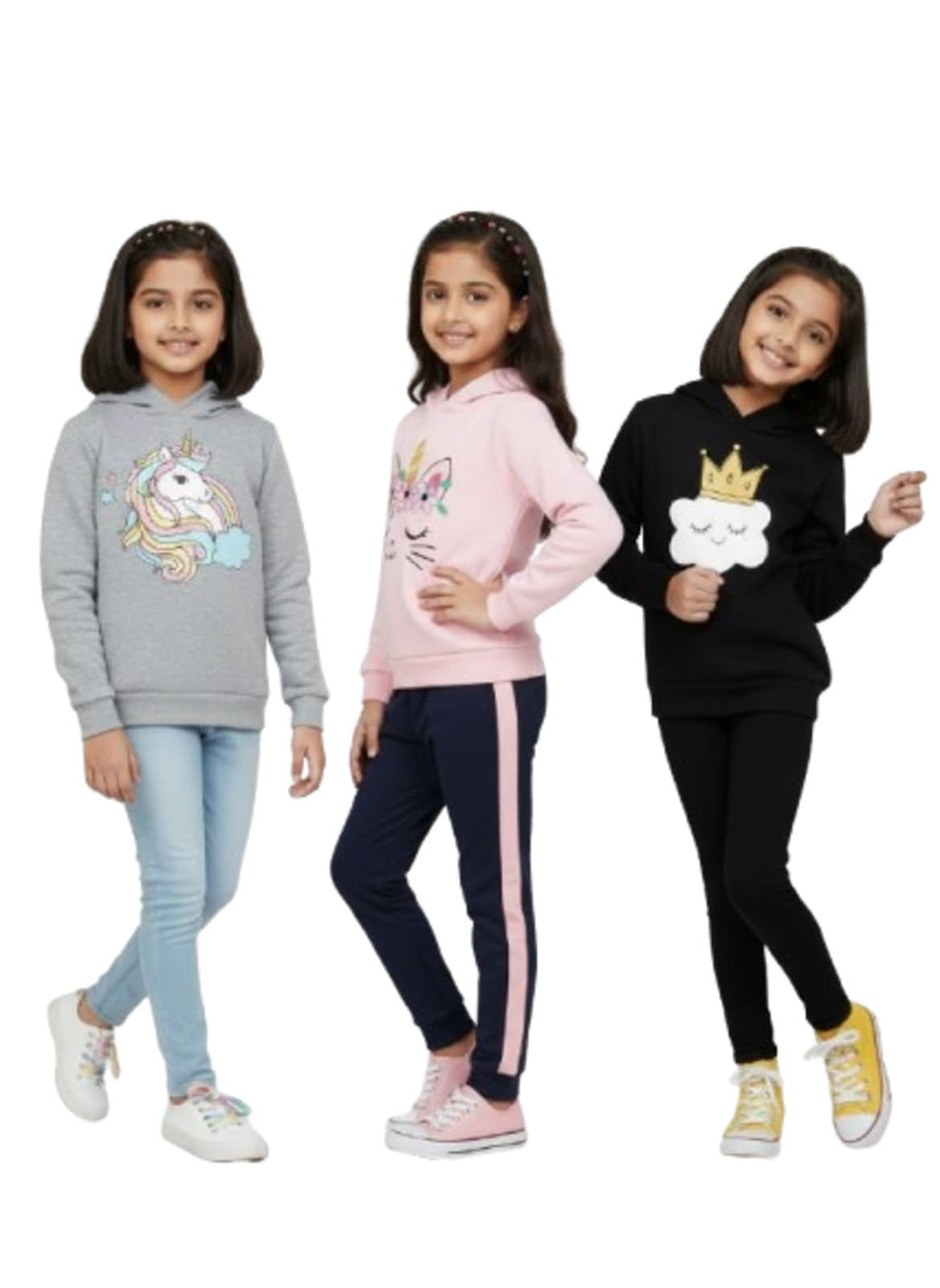 Pack of 3 Girls Cotton Blend Sweatshirt ( Multicolor )