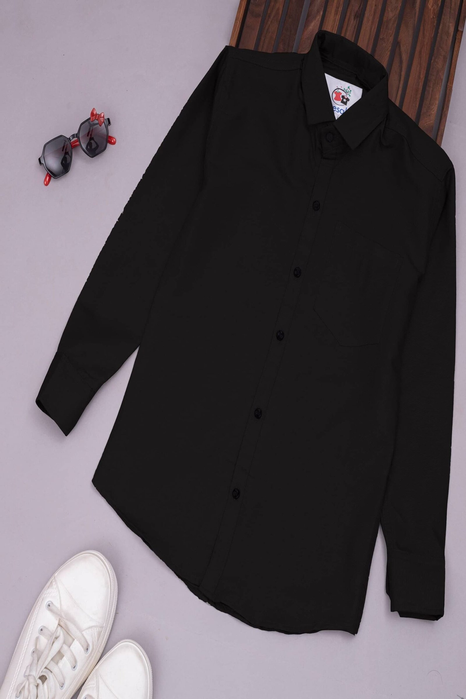 Pack of 1 Boys Cotton Blend Full Sleeves Shirt ( Black )