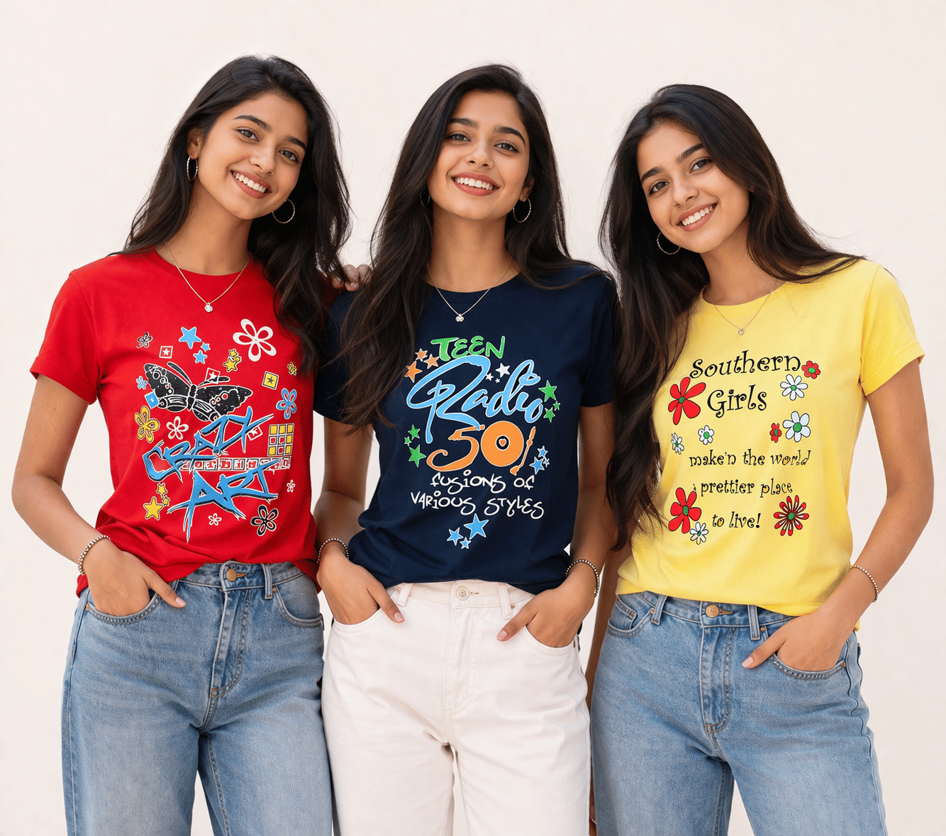 Pack of 3 Girls Cotton T-Shirt ( Multicolor 3 )