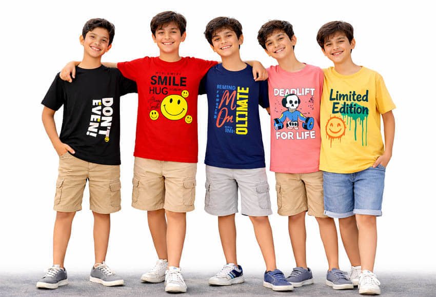 Pack of 5 Boys Cotton T-Shirt ( Multicolor 5 )