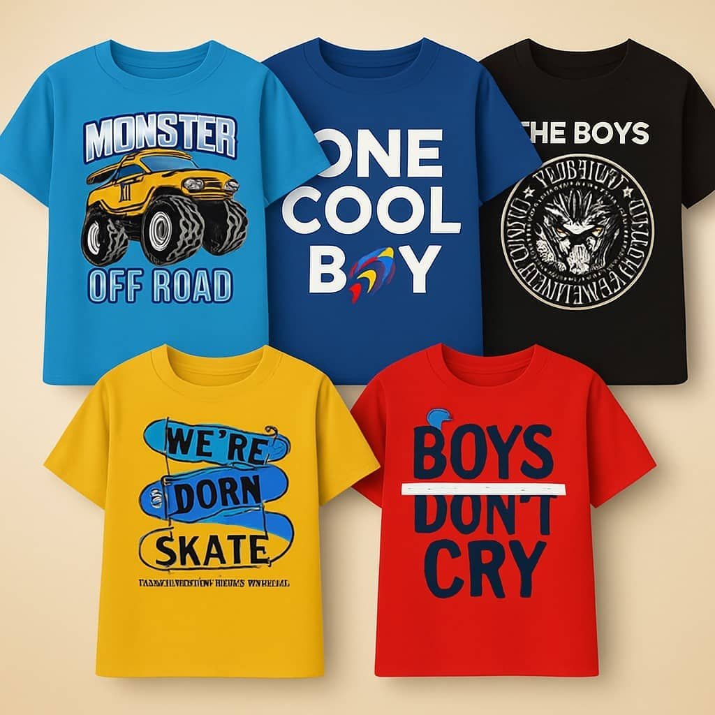 Pack of 5 Boys Cotton T-Shirt ( Multicolor 5 )