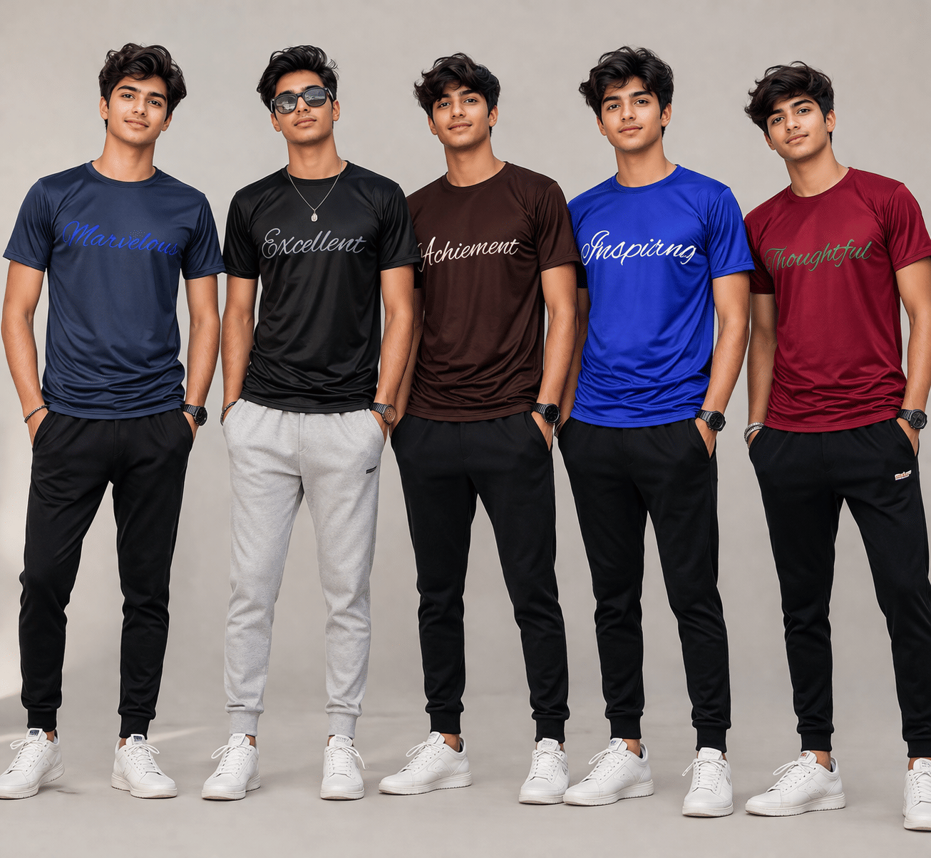 Pack of 5 Boys Polyester T-Shirt ( Multicolor 5 )