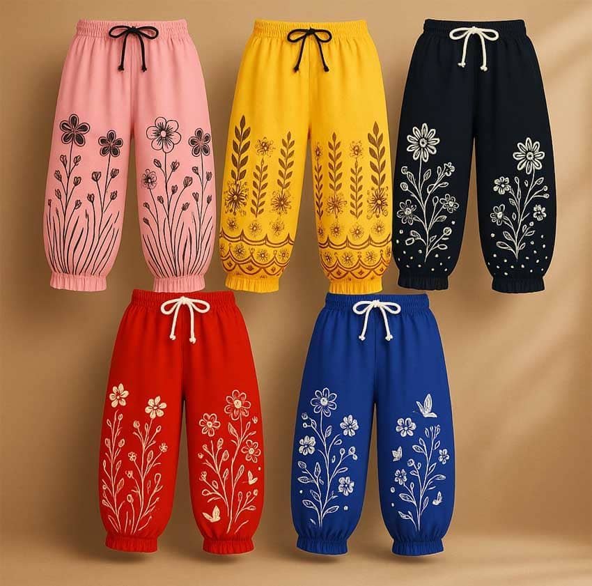 Pack of 5 Girls Cotton Capris ( Multicolor 5 )
