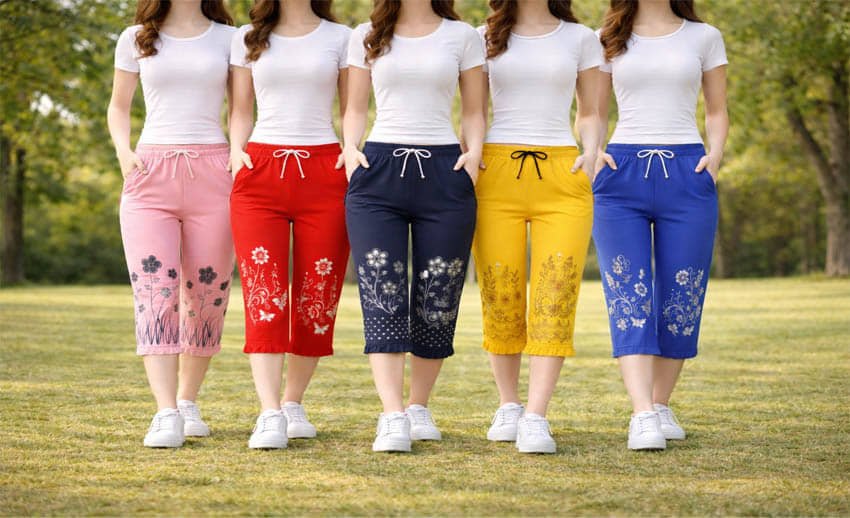 Pack of 5 Girls Cotton Capris ( Multicolor 5 )