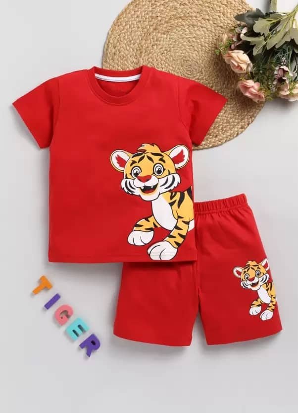 Pack of 1 Boys Cotton Blend T-Shirt & Shorts Set ( Red )