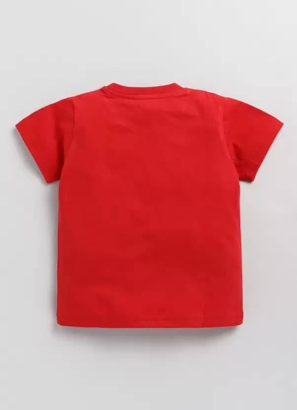 Pack of 1 Boys Cotton Blend T-Shirt & Shorts Set ( Red ) - Image 2