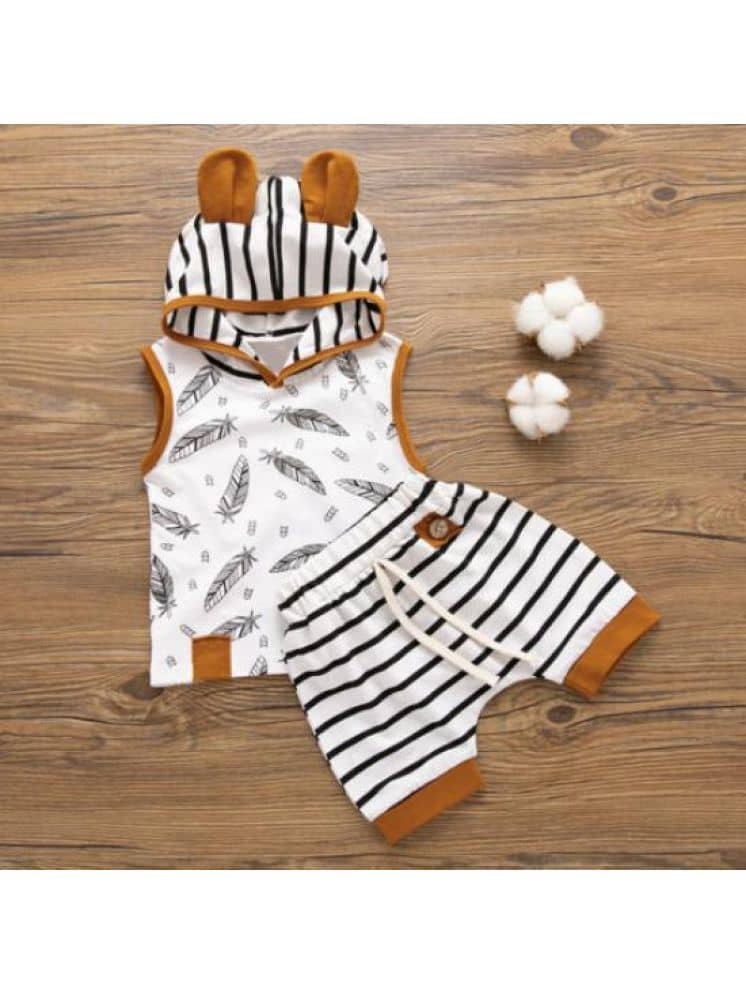 Pack of 1 Unisex Cotton Blend T-Shirt & Shorts Set ( White )