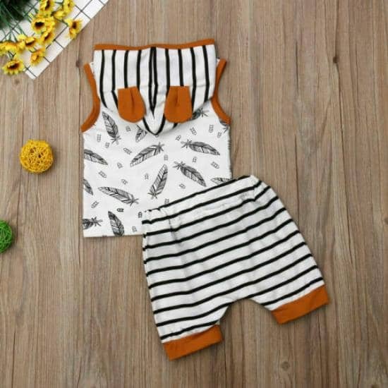 Pack of 1 Unisex Cotton Blend T-Shirt & Shorts Set ( White ) - Image 3