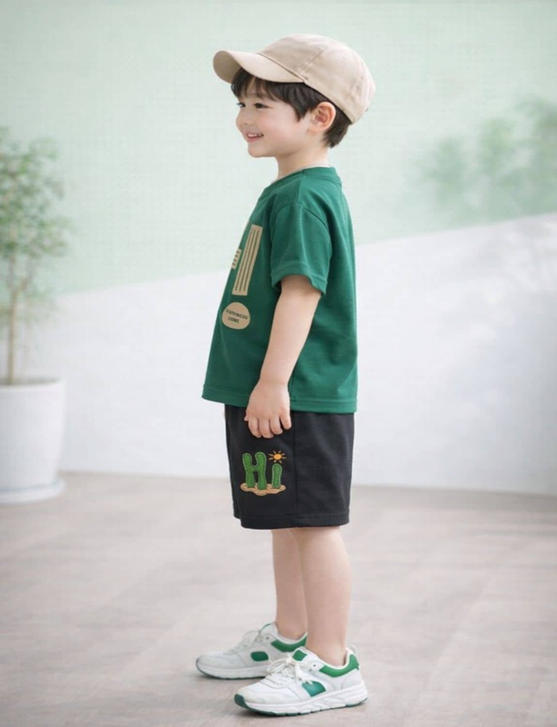 Pack of 1 Unisex Cotton Blend T-Shirt & Shorts Set ( Mint Green ) - Image 3