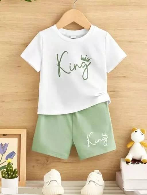Pack of 1 Boys Cotton Blend T-Shirt & Shorts Set ( White )