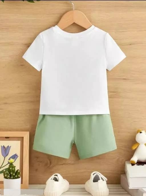 Pack of 1 Boys Cotton Blend T-Shirt & Shorts Set ( White ) - Image 3